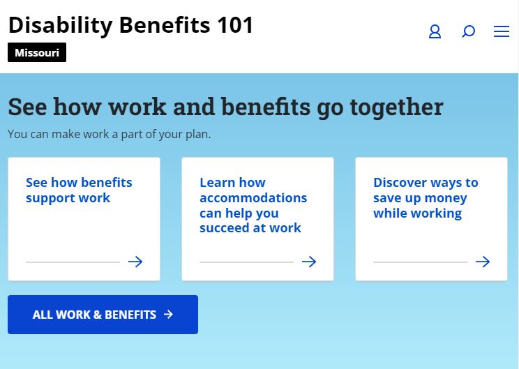 screenshot of MODB101 Website that says "Learn how work and benefits go together.
